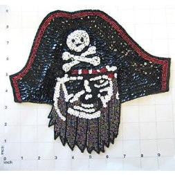 Pirate with Black White Red Moonlight Sequins and Beads 8.5" x 9.5"