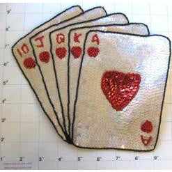 Royal Flush w/ Beige and Red Sequins Two Sizes,7.5" x 8.5" & 5.5" x 5.5"