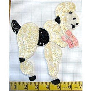Poodle with Beige and Black Sequins 8" x 6.5"