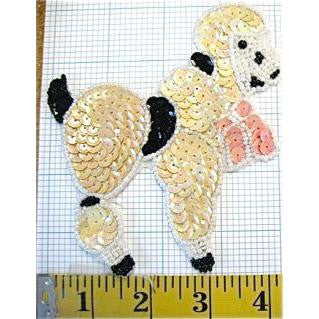 Poodle with Beige Black Sequins White Beads 4.75