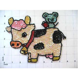 Cow with Mouse Beige 6" X 7"