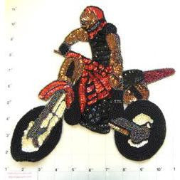 Motorcycle Rider Sequin Beaded 11" x 9"