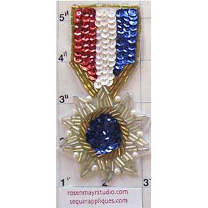 Badge Medal Sequin Beaded 4" x 2" - Sequinappliques.com