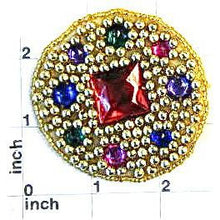 Load image into Gallery viewer, Designer Motif Jewel with Mulit-Colored Stones and Beads 2.5&quot;
