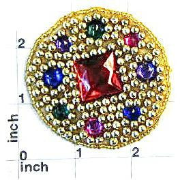 Designer Motif Jewel with Mulit-Colored Stones and Beads 2.5"