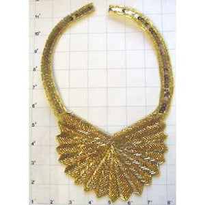 Designer Neckline with Gold Sequinsand Beads 10.5" X 7"