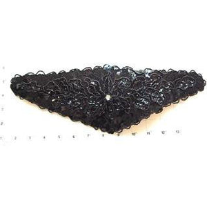 Designer Motif Belt Line with Black Sequins and Beads Rhinestone 14" x 5.5"