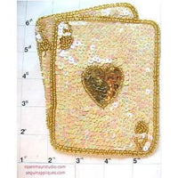 Ace/King of Hearts, Beige w/ Gold Sequins, 5