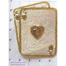 Load image into Gallery viewer, Ace of Hearts, white and gold, 6.5&quot; x 5&quot;