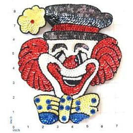 Clown with Bow and Flower, Sequin Beaded Size 8.25" x 7" or 9" x 7.25"