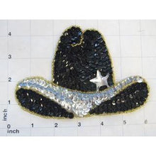 Load image into Gallery viewer, Hat Texan Style with Black and Silver Sequins 4.25&quot; x 6.25&quot;