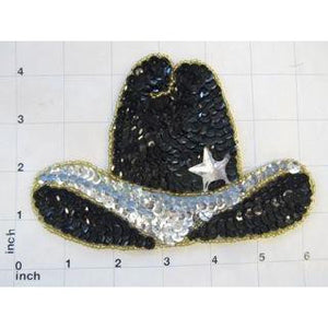 Hat Texan Style with Black and Silver Sequins 4.25" x 6.25"