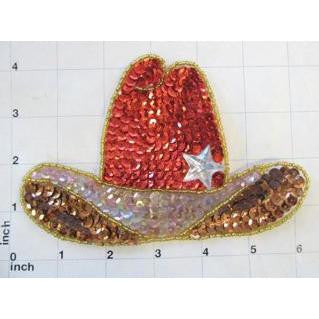 Texan Hat with Red, Iridescent and Gold Sequins 6