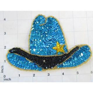 Hat Cowboy Western with Turquoise and Black Sequins and Beads 4.25