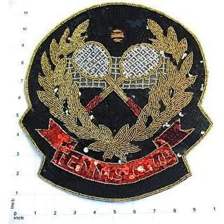 TENNIS CLUB Patch with Multi-colored Sequins and Beads 10.5"