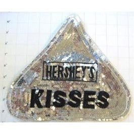 Kisses silver sequence black beads 11.5" x 9.75"