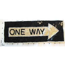 Load image into Gallery viewer, ONE WAY Street Sign with Black and Beige Sequins 10&quot; x 3.5&quot;