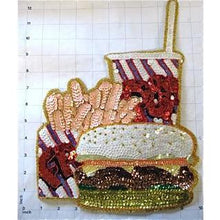 Load image into Gallery viewer, Hamburger Fries Soda Sequin Beaded 13&quot; x 10&quot;