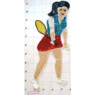 Tennis Player with Racket Sequin Beaded 9