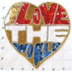 Heart with Phrase "I Love the World" 6.5" x 6.5"
