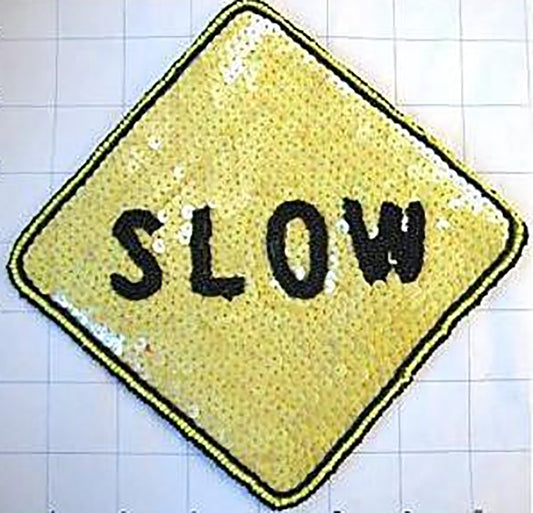 10 PACK Slow Street Sign Sequin Beaded 7" - Sequinappliques.com