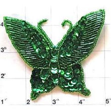 Load image into Gallery viewer, Butterfly with Emerald Green Sequins 4&quot; x 3&quot;