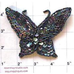 Butterfly with Moonlight Sequins 4" x 3"