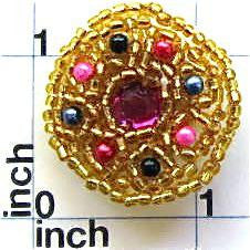 Designer Motif Jewel with Multi-Colored Sequins and Beads 1.5"
