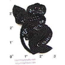 Load image into Gallery viewer, Flower with Black Sequins and Beads 3.5&quot; x 3&#39;