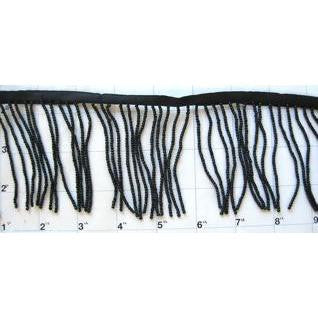 3" Black Beaded Fringe. Sold by the yard only.