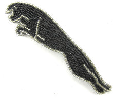 Load image into Gallery viewer, Jaguar Hood Ornament Applique with Black and Silver Beads 1&quot; x 5&quot;