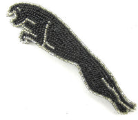 Jaguar Hood Ornament Applique with Black and Silver Beads 1