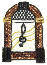Load image into Gallery viewer, Juke Box with Bronze Black White Gold Sequins and Beads 6.5&quot; x 4.5&quot;