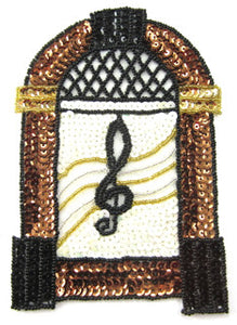 Juke Box with Bronze Black White Gold Sequins and Beads 6.5" x 4.5"