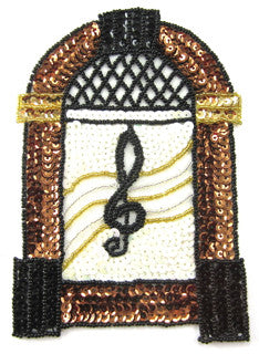 Juke Box with Bronze Black White Gold Sequins and Beads 6.5