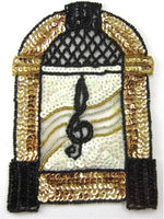 Juke Box with Gold Black White Sequins and Beads 4.5