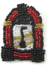 Load image into Gallery viewer, Juke Box with Red Black White Gold Beads 2&quot; x 1.25&quot;
