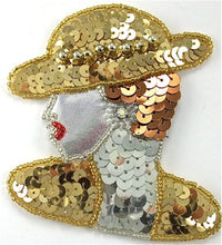 Load image into Gallery viewer, Lady with Gold Hat and Earring Small 3.5&quot; x 2.25&quot;