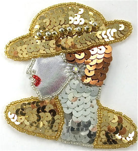Lady with Gold Hat and Earring Small 3.5" x 2.25"