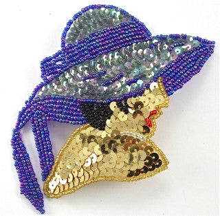Fashion Diva Lady with Purple Beaded Hat 4" x 4"