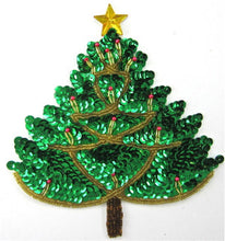 Load image into Gallery viewer, Tree Christmas Green Sequins with Gold Star 6.5&quot; x 6&quot;
