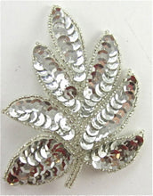 Load image into Gallery viewer, Leaf Single Silver Sequins and Beads 4&quot; x 3&quot;