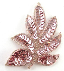 Leaf Pink Sequins and Beads 4" x 3"