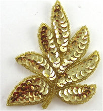 Load image into Gallery viewer, Leaf with Gold Beads and Sequins 4&quot; x 3&quot;