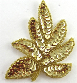 Leaf with Gold Beads and Sequins 4