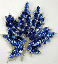Load image into Gallery viewer, Leaf with Royal Blue and Silver Sequins 5&quot; x 4.5&quot;
