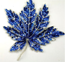 Load image into Gallery viewer, Leaf with Silver and Royal Blue Sequins 8&quot; x 8&quot;
