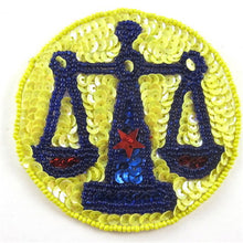 Load image into Gallery viewer, Zodiac Symbol Libra the Scales, Sequin Beaded 3.5&quot;