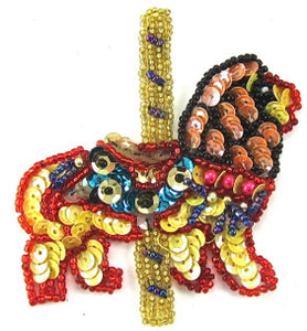 Lion Carousel Mulit Colored 3.5" x 2.5"