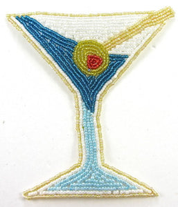 Martini Glass with Olive all Beads 5" x 5"